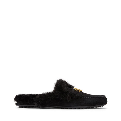 Savanah Faux Fur-Trim Suede Mule
