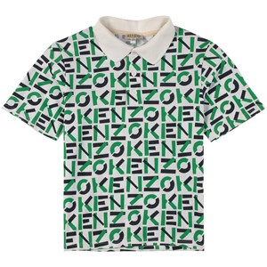 Kenzo Cream and Green Short Sleeved Polo 5 år