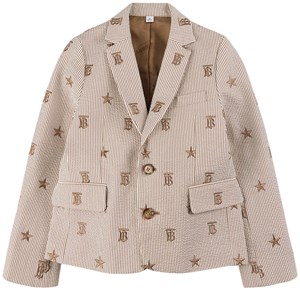 Burberry Randig Broderad Kavaj Beige 8 år