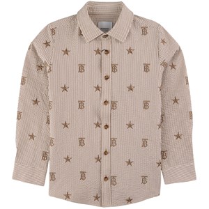 Burberry Randig Broderad Skjorta Beige 10 år