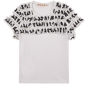Marni White Branded T-Shirt 6 år
