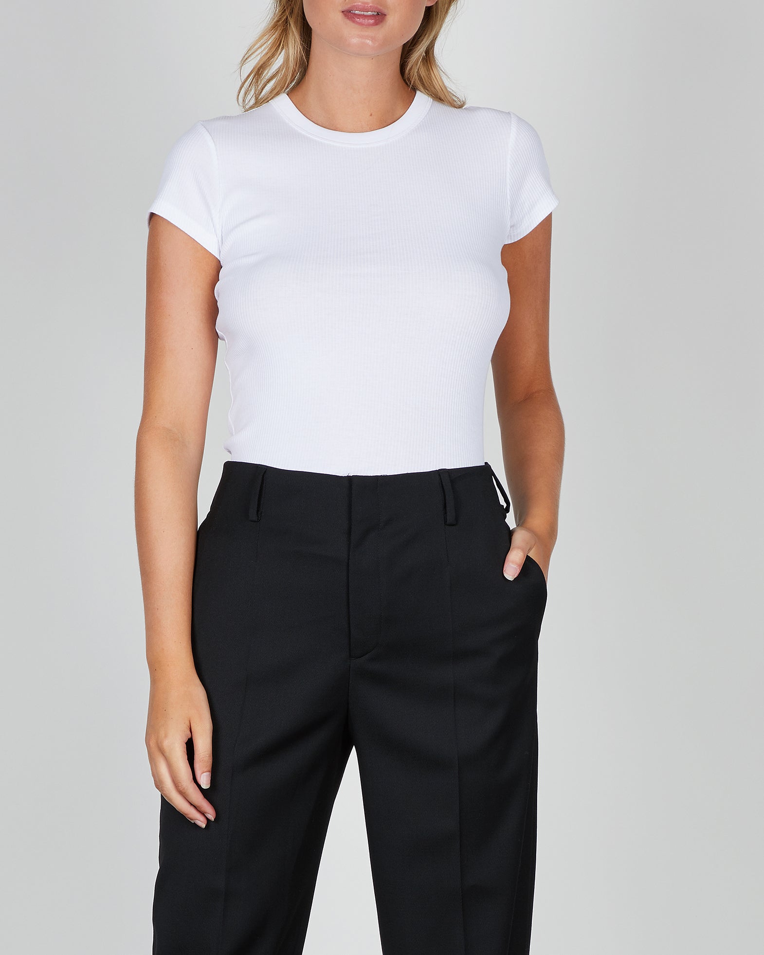 Filippa K T-shirt Fine Rib Tee XS Vit 001