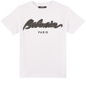 Balmain Logo T-Shirt Vit 4 år