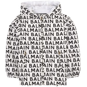 Balmain White and Black All Over Branded Jacket 10 år