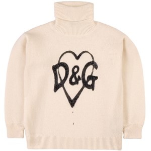 Dolce & Gabbana Heart Logo Stickad Tröja Vit 4 år