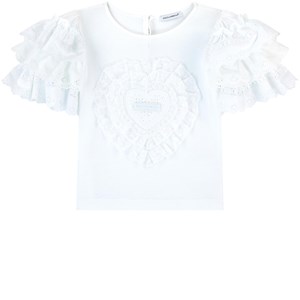 Dolce & Gabbana Mini Me Ruffle Detail T-shirt Vit 10 år