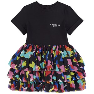 Balmain Abstract Print Tyllklänning Svart 4 år