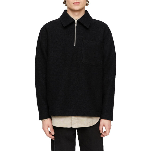 Half Zip Boiled Wool Solid