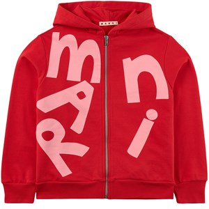 Marni Red Branded Graphic Zip Up Hoodie 4 år