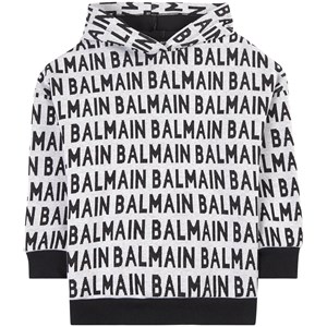 Balmain Black All Over Branded Hoodie 8 år
