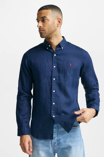 Polo Ralph Lauren Skjorta ZSC19 Slim Fit Linen Shirt Blå