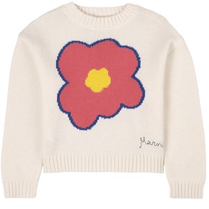 Marni Floral Intarsia Stickad Tröja Vit 6 år