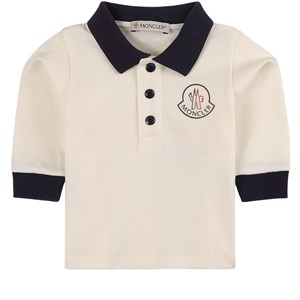 Moncler Cream Branded Long Sleeve Polo T-Shirt 9-12 mån