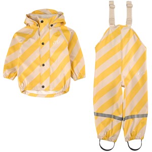 Kuling Kuling x Maja Regnställ Diagonal Stripe Lemon/Foggy White 86/92 cm