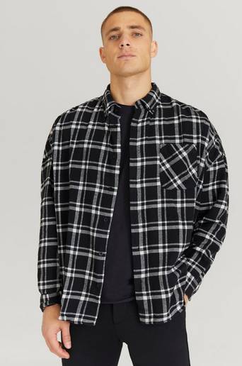 William Baxter Flanellskjorta Boxy Flannel Shirt Svart