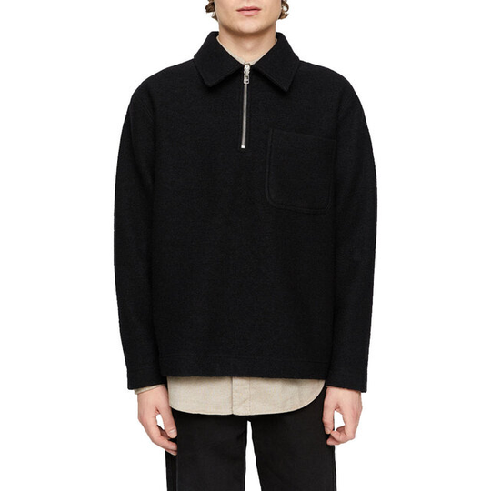 Half Zip Boiled Wool Solid
