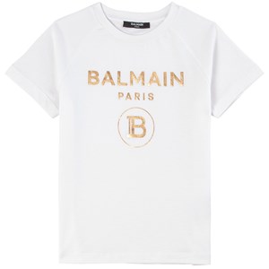 Balmain Gold Logo T-shirt Vit 4 år