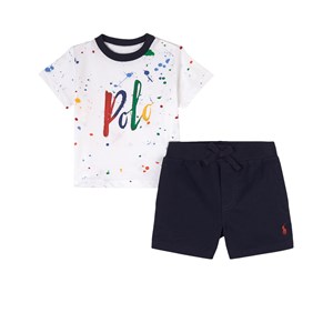 Ralph Lauren POLO T-shirt Och Shorts Set Marinblå 9 mån