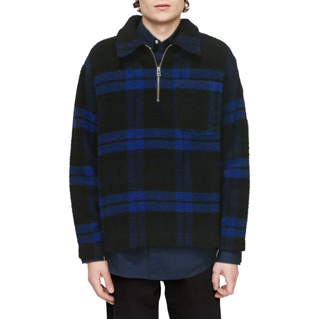 Half Zip Wool Check