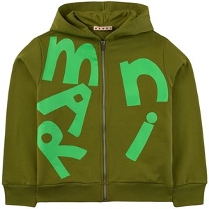 Marni Khaki Branded Graphic Zip Up Hoodie 4 år