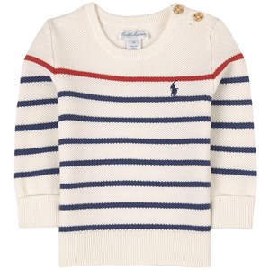 Ralph Lauren Randig Stickad Tröja Gräddvit 9 mån