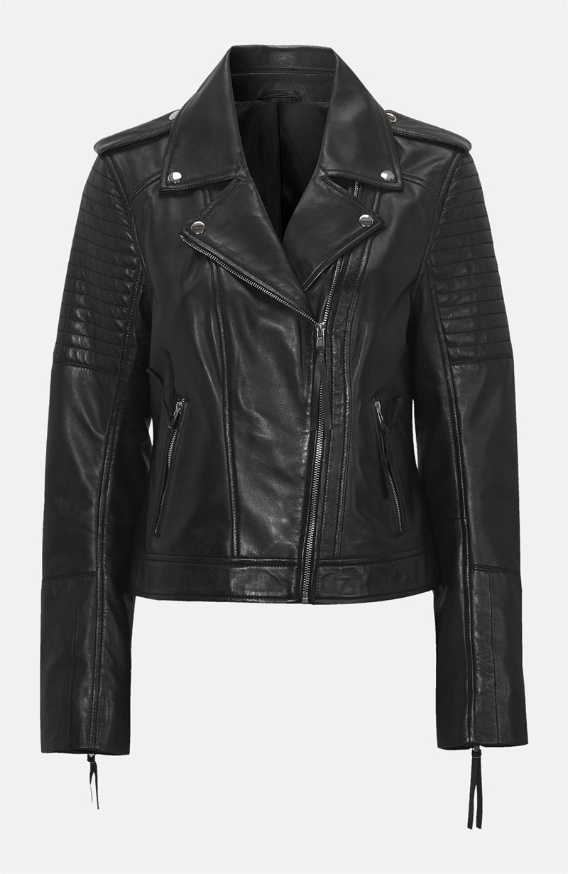 Skinnjacka i bikermodell