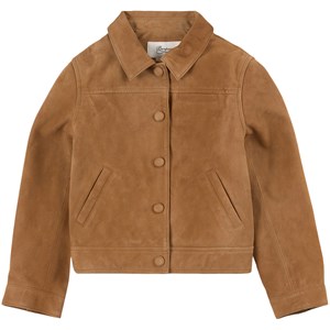 Bonpoint Brown Leather Astrid Jacket 8 år