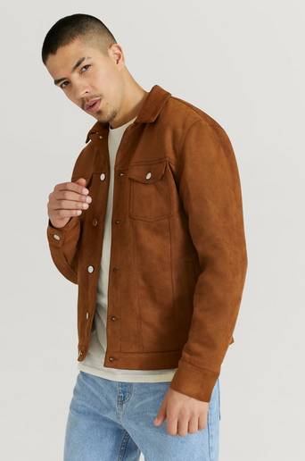 Studio Total Jacka Fake Suede Trucker Jacket Brun