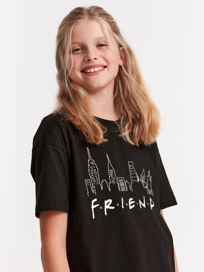 T-shirt med tryck med texten Friends