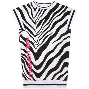 Karl Lagerfeld Kids Zebra Mjukis-klänning Vit 3 år