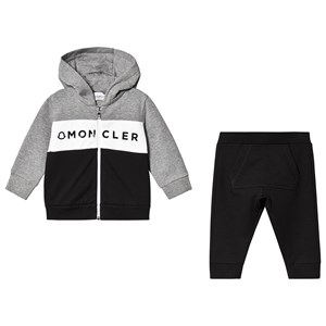 Moncler Logo Color Block Mjukisset Grå melange 6-9 months
