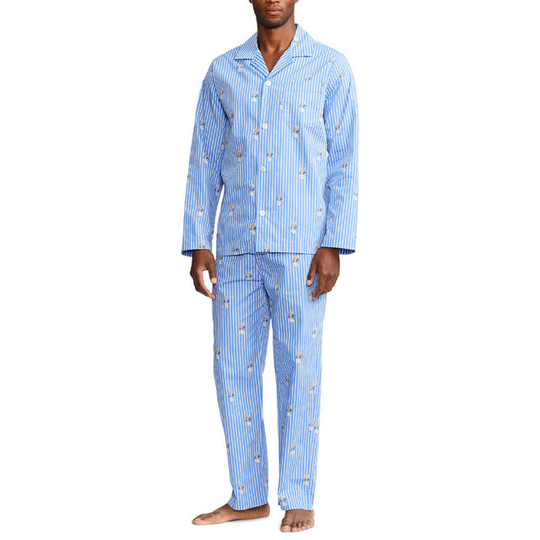 Polo Bear Striped Cotton Pajama Set