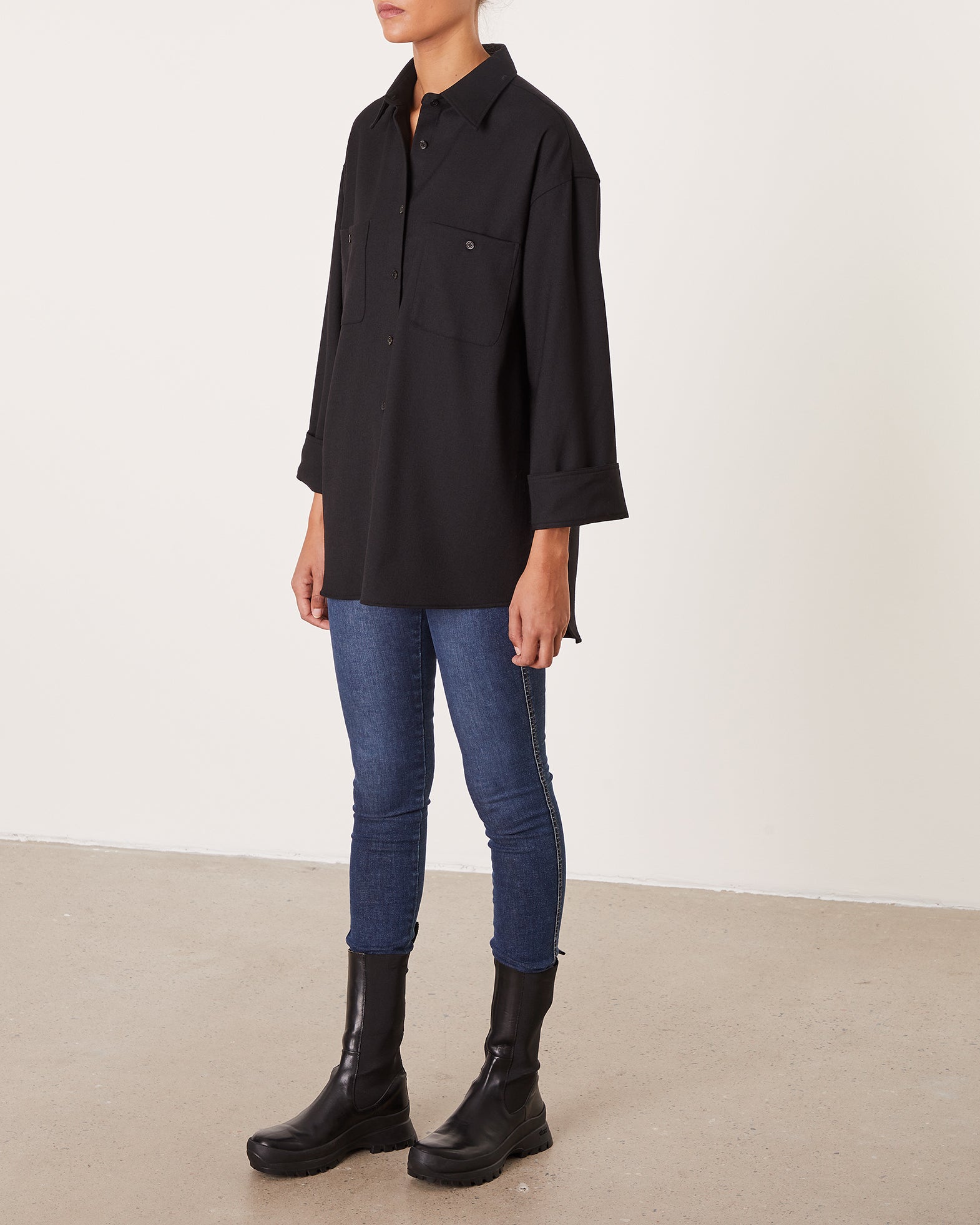 Filippa K Skjorta Sandie Flannel 40 Svart 014
