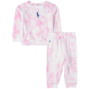Ralph Lauren Pink Tie Dye Sweat Set with Polo Player 6 mån