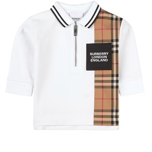 Burberry Matthew Vintage Check Panel Pikétröja Vit 12 mån