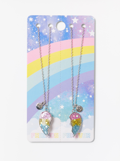 Bästa kompis-halsband med regnbågsglitter