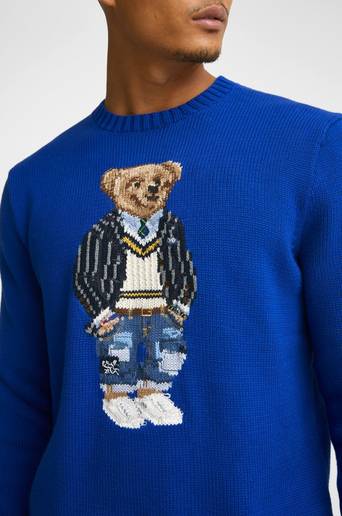 Polo Ralph Lauren Stickad Tröja Bear Knit Pullover Blå