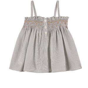 Bonpoint Rutigt Linne Beige 12 mån
