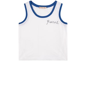 Marni White & Blue Branded Tank Top 4 år