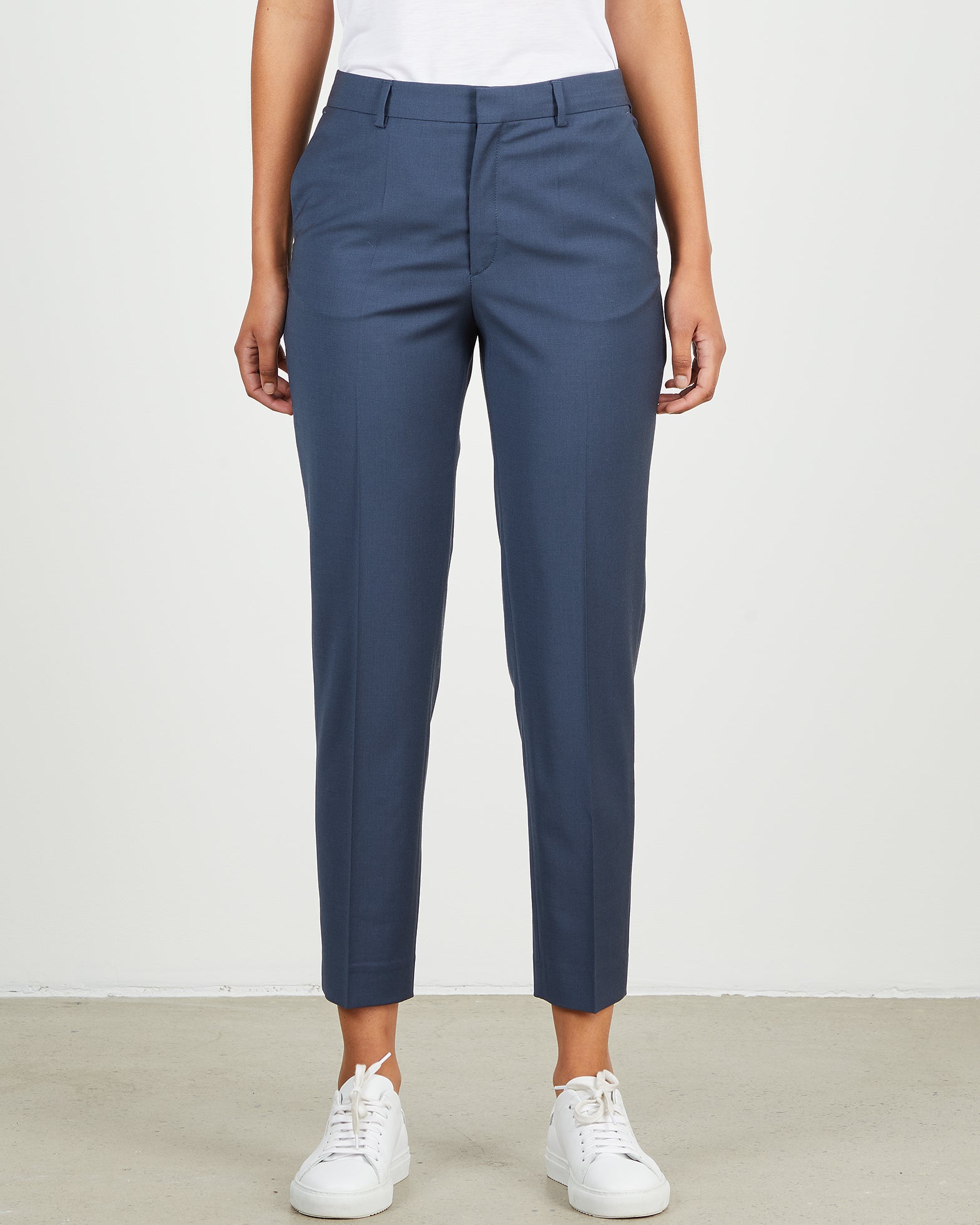 Filippa K Byxa Emma Cropped Cool Wool 34 Blå 011