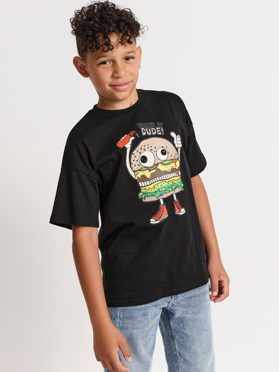 T-shirt med tryck med burgare