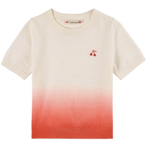 Bonpoint White & Orange Fade Logo Sweater 4 år
