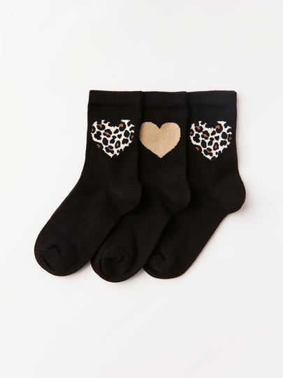 3-pack strumpor med hjärtan