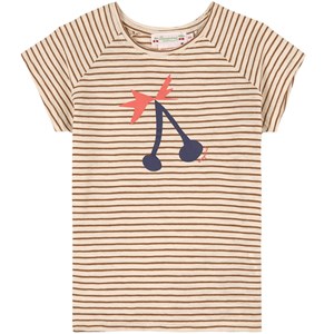 Bonpoint Asmae Randig T-Shirt Beige 4 år