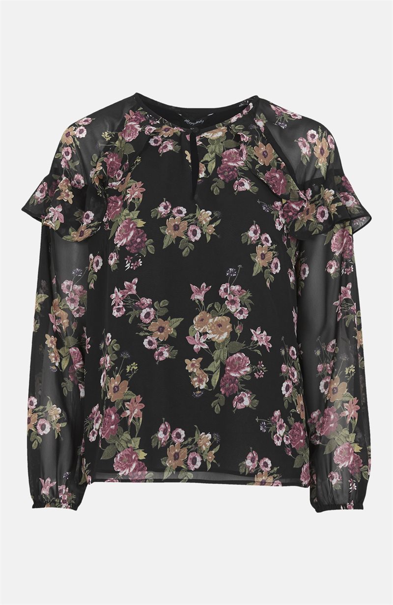 Vävd blus med volang Becky