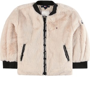 Tommy Hilfiger Fake Fur Jacka Stone Beige 7 år