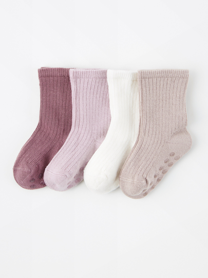 4-pack ribbade strumpor med antislip