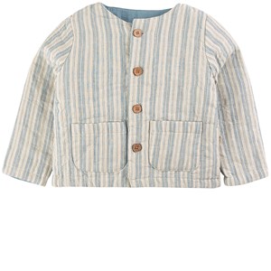 Buddy & Hope Emil Vändbar Quiltad Randig Jacka Off-White/Ocean 74/80 cm