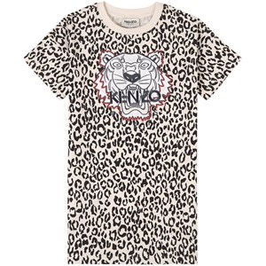 Kenzo Leopard Print T-shirtklänning Vit 14 år