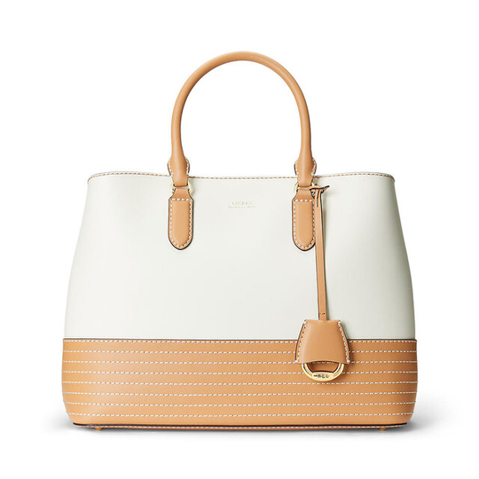 Stitched Leather Marcy Satchel Large